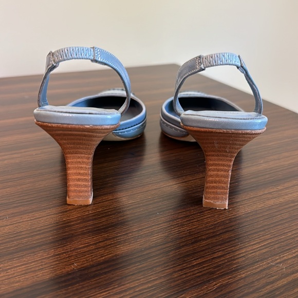 Coach Cathy Kid Cadet/Navy Blue Slingback Leather 3”Heels Size 7B Made in Italy - Picture 4 of 12